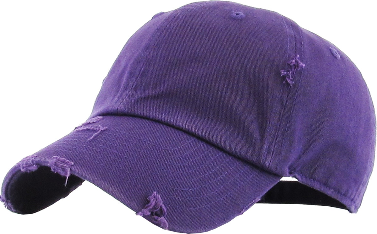 Purple Distressed Vintage Baseball Cap Front Side View